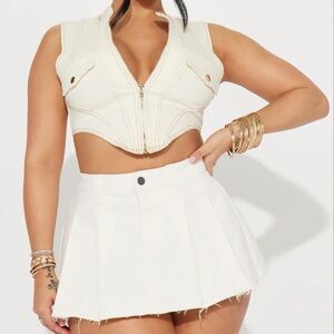Fashion Nova denim White Zip-Up Vest
